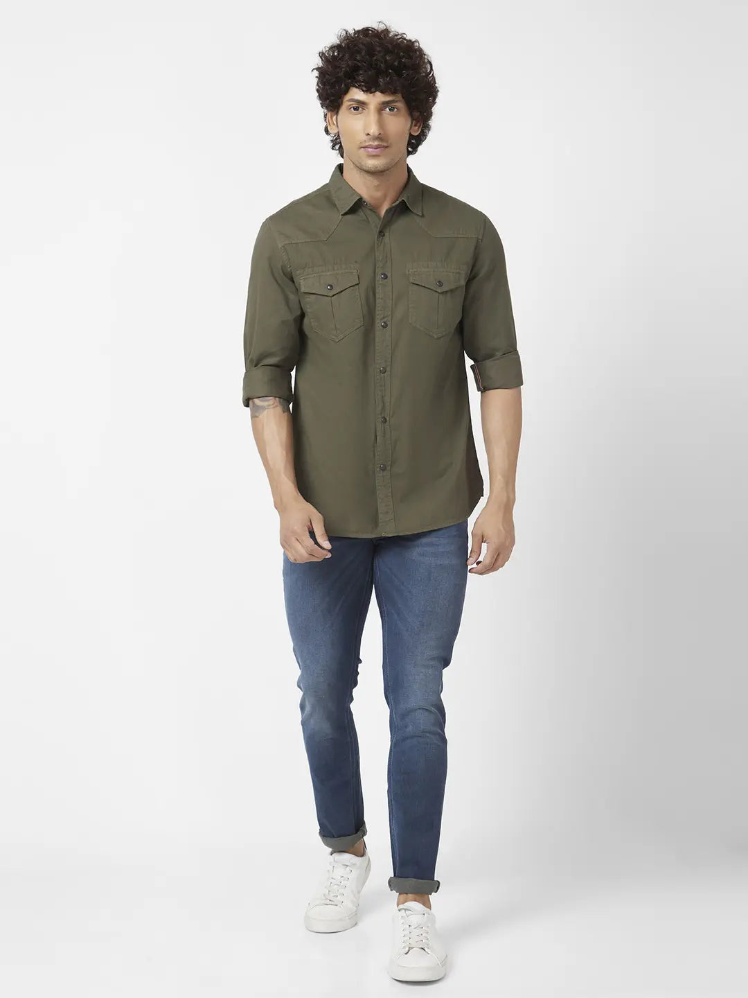 Buy Mens Blue Denim Slim Fit Shirt Online | Numero Uno